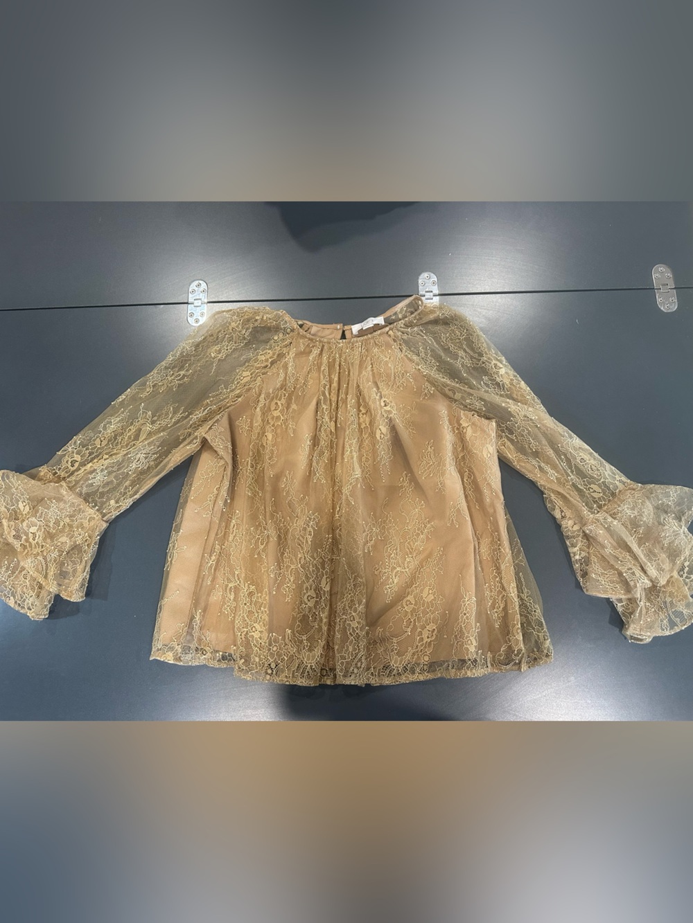 LOFT Gold Lace Overlay Blouse